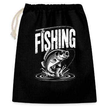 Fischen Karpfen  - Geschenkbeutel aus Baumwolle (40 x 50 cm) - Schwarz - Vorne