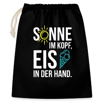 Sonne im Herzen, Eis in der Hand – Coole Sommer‑Me - Geschenkbeutel aus Baumwolle (40 x 50 cm) - Schwarz - Vorne