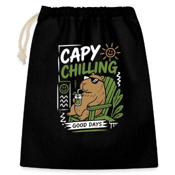 Capy Chilling Good Days - Geschenkbeutel aus Baumwolle (40 x 50 cm) - Schwarz - Vorne