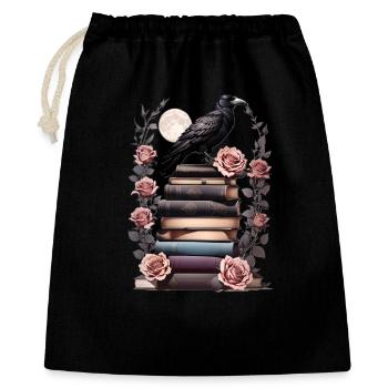Stack of books with raven - Gift Bag 40 x 50 cm - black - Front