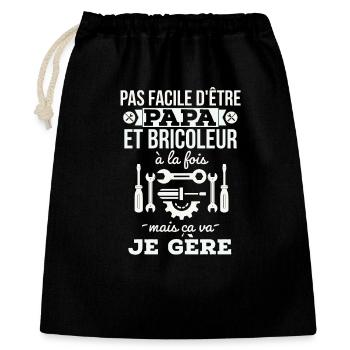 Papa bricoleur: ça gère - Sac cadeau 40 x 50 cm - noir - Devant