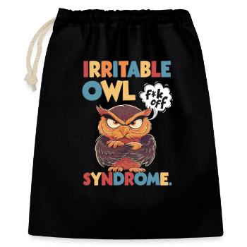 Syndrome de la chouette irritable, jeu de mots amusant - Sac cadeau 40 x 50 cm - noir - Devant