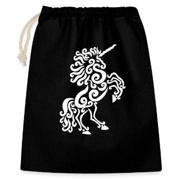 Cheval licorne (blanc) - Sac cadeau 40 x 50 cm - noir - Devant