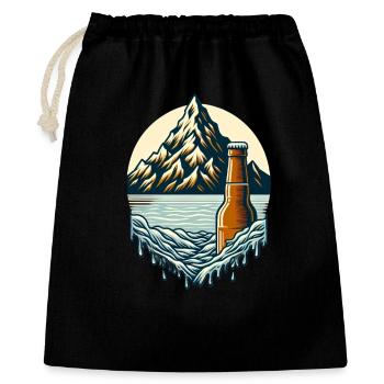 Gipfelsee mit Bierflasche - Geschenkbeutel aus Baumwolle (40 x 50 cm) - Schwarz - Vorne
