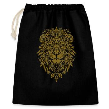 Lion head with leaf pattern in gold - Gift Bag 40 x 50 cm - black - Front