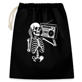 Skelett Ghettoblaster Retro Groove - Geschenkbeutel aus Baumwolle (40 x 50 cm) - Schwarz - Vorne