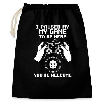 My game paused to be here - Gift Bag 40 x 50 cm - black - Front