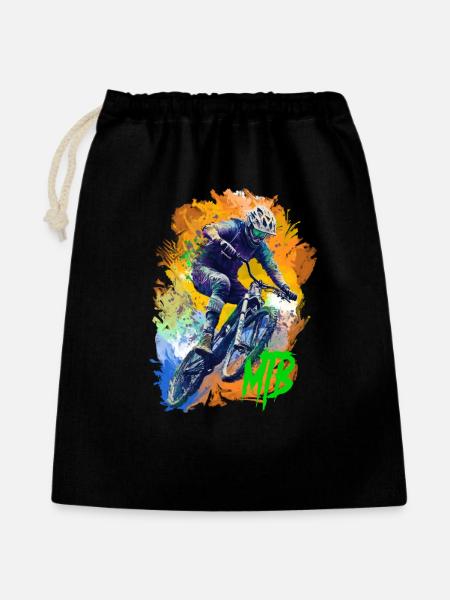 MTB-Fahrrad - Geschenkbeutel aus Baumwolle (40 x 50 cm) - Schwarz