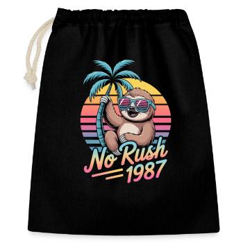 No Rush 1987 Faultier Retro Sunset - Geschenkbeutel aus Baumwolle (40 x 50 cm) - Schwarz - Vorne