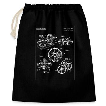 Vintage Gearwork Bauplan - Geschenkbeutel aus Baumwolle (40 x 50 cm) - Schwarz - Vorne