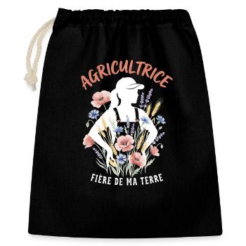 Agricultrice Métier Agriculture Femme - Sac cadeau 40 x 50 cm - noir - Devant