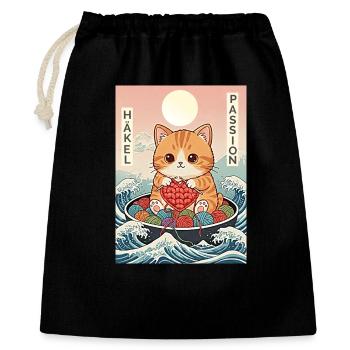 Häkel Passion Kawaii - Geschenkbeutel aus Baumwolle (40 x 50 cm) - Schwarz - Vorne