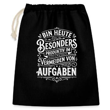 Heute besonders produktiv Aufgaben vermeiden - Geschenkbeutel aus Baumwolle (40 x 50 cm) - Schwarz - Vorne
