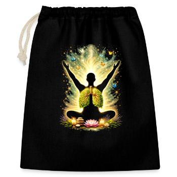 Meditation Atmung Natur Lunge Design  - Geschenkbeutel aus Baumwolle (40 x 50 cm) - Schwarz - Vorne