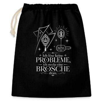 Ich stecke eine Brosche dran - Geschenkbeutel aus Baumwolle (40 x 50 cm) - Schwarz - Vorne