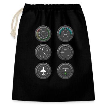 Airplane Flight Instruments - Gift Bag 40 x 50 cm - black - Front