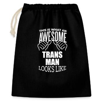 Trans Mann - Geschenkbeutel aus Baumwolle (40 x 50 cm) - Schwarz - Vorne