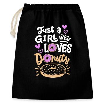 Donuts Donut-Liebhaber - Geschenkbeutel aus Baumwolle (40 x 50 cm) - Schwarz - Vorne