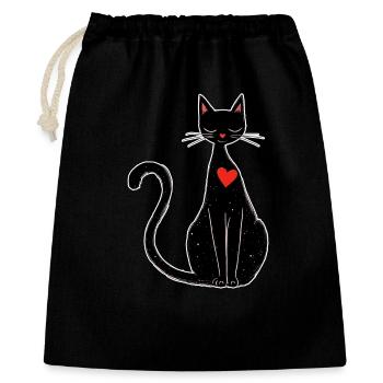 Black Cat with Heart – Magical & Minimalist - Gift Bag 40 x 50 cm - black - Front