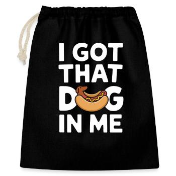 Lustiger Hot Dog Dackel - Geschenkbeutel aus Baumwolle (40 x 50 cm) - Schwarz - Vorne
