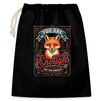 You Are Enough: Fox Vintage Art - Geschenkbeutel aus Baumwolle (40 x 50 cm) - Schwarz - Vorne