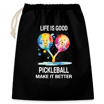 La vie est belle. Le pickleball l’améliore - Sac cadeau 40 x 50 cm - noir - Devant