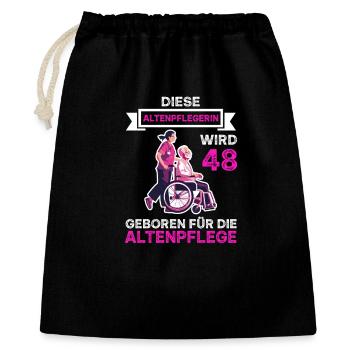 48 Geburtstag Altenpflegerin Altenpflege Spruch - Geschenkbeutel aus Baumwolle (40 x 50 cm) - Schwarz - Vorne