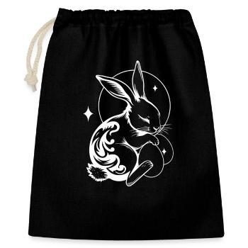 Schlafender Osterhase mit Tribal und Eiern - Geschenkbeutel aus Baumwolle (40 x 50 cm) - Schwarz - Vorne