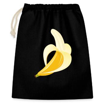 Leuchtend gelbe Banane – geschältes Motiv - Geschenkbeutel aus Baumwolle (40 x 50 cm) - Schwarz - Vorne