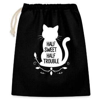 Half Sweet Half Trouble White Cat - Gift Bag 40 x 50 cm - black - Front