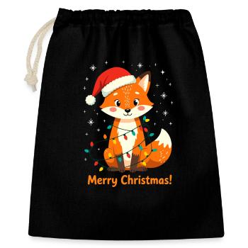 Fuchs Weihnachtsshirt Weihnachten Merry Christmas - Geschenkbeutel aus Baumwolle (40 x 50 cm) - Schwarz - Vorne