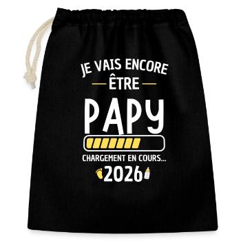 Papy 2026 Chargement Nouveau Bébé - Sac cadeau 40 x 50 cm - noir - Devant