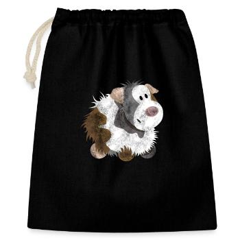 Drolliges Meerschweinchen - Meerschwein - Geschenk - Geschenkbeutel aus Baumwolle (40 x 50 cm) - Schwarz - Vorne