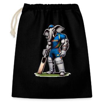 Motif d'éléphant pour le sport de cricket indien - Sac cadeau 40 x 50 cm - noir - Devant
