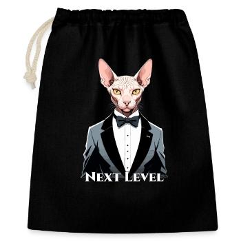 Sphynx Katze schick Anzug Smoking Level Geschenk - Geschenkbeutel aus Baumwolle (40 x 50 cm) - Schwarz - Vorne