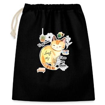 😽Cute cozy cat adorable relaxing selflove - Gift Bag 40 x 50 cm - black - Front