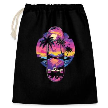 Planche à roulettes vintage - Sac cadeau 40 x 50 cm - noir - Devant