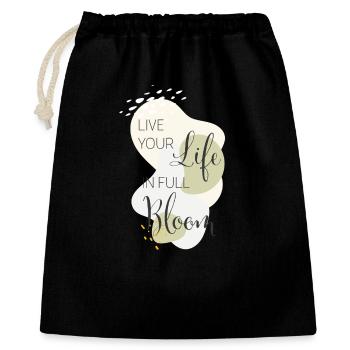 live your life in full bloom - Geschenkbeutel aus Baumwolle (40 x 50 cm) - Schwarz - Vorne