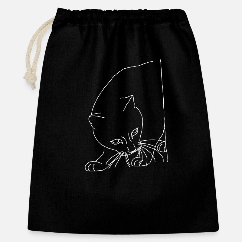 Katze - Geschenkbeutel aus Baumwolle (40 x 50 cm) - Schwarz