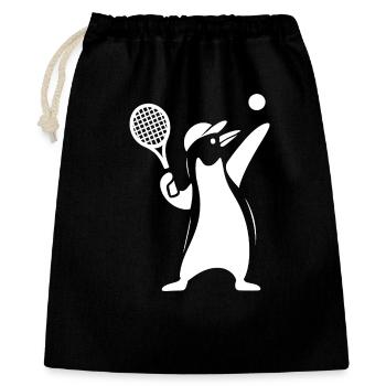 Minimalist Penguin Tennis Player Serve - Gift Bag 40 x 50 cm - black - Front