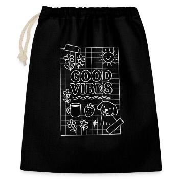 Gute Vibes - Geschenkbeutel aus Baumwolle (40 x 50 cm) - Schwarz - Vorne