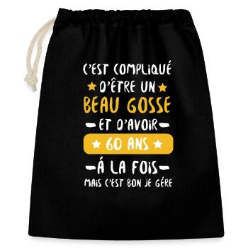 Beau gosse 60 ans, Humour anniversaire - Sac cadeau 40 x 50 cm - noir - Devant
