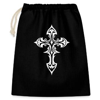 Tatouage de croix tribale en forme de croix - Sac cadeau 40 x 50 cm - noir - Devant