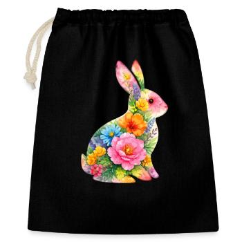 Fleurs aquarelles de lapin à Pâques - Sac cadeau 40 x 50 cm - noir - Devant