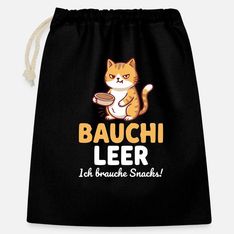 Bauchi leer Katze mit Kaffee - Geschenkbeutel aus Baumwolle (40 x 50 cm) - Schwarz