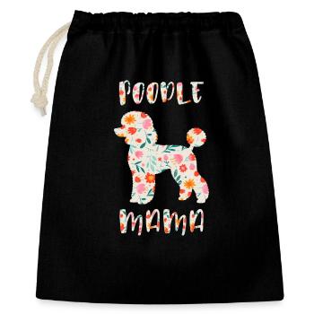 Pudel Mama mit Blumenmotiv - Geschenkbeutel aus Baumwolle (40 x 50 cm) - Schwarz - Vorne