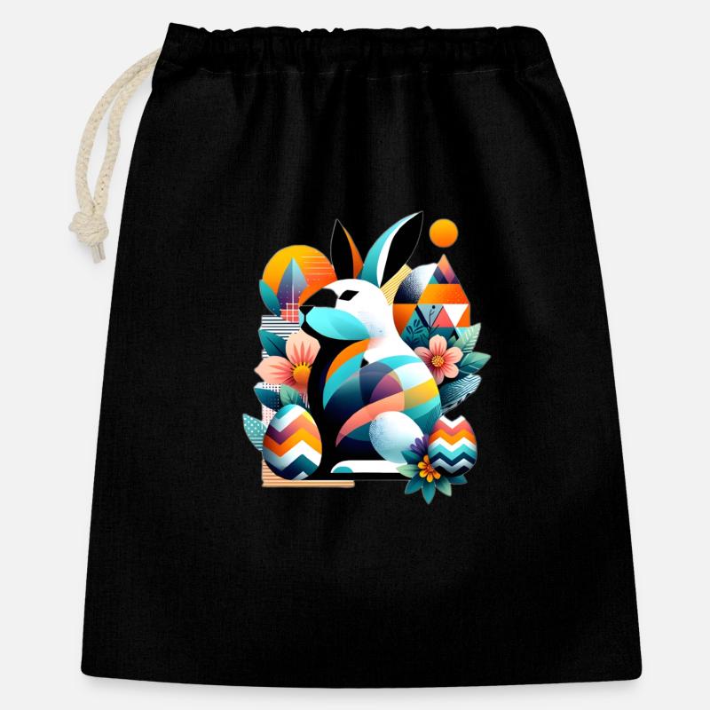 Graphismes de Pâques modernes - Sac cadeau 40 x 50 cm - noir
