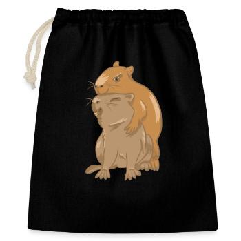 Câlin de bébés capybara - Sac cadeau 40 x 50 cm - noir - Devant