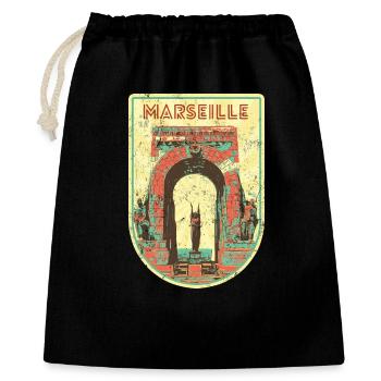 Retro-Abzeichen, Marseille Frankreich ist meine Heimatstadt - Geschenkbeutel aus Baumwolle (40 x 50 cm) - Schwarz - Vorne