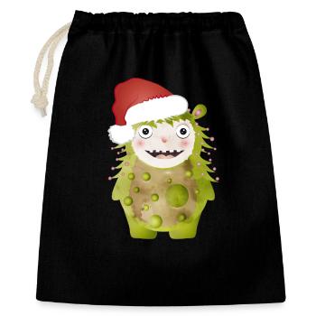 Joyeux monstre vert célébrant Noël - Sac cadeau 40 x 50 cm - noir - Devant